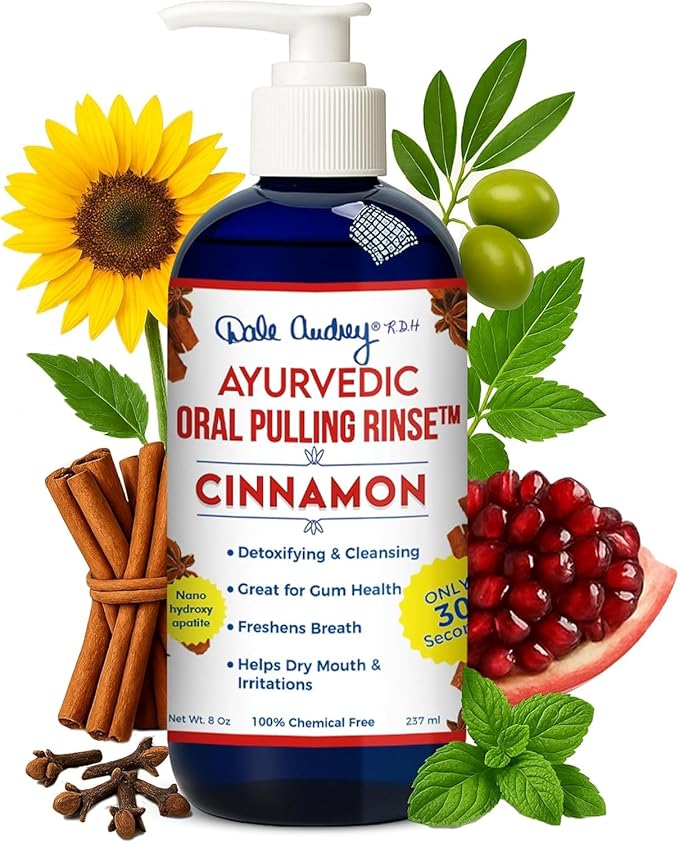 Dale Audrey Nano Hydroxyapatite Mouthwash Oil Pulling for Teeth and Gums | Cinnamon Flavored Organic Mouthwash for Bad Breath | Essential Oils for Teeth Whitening & Fresh Breath Natural Mouthwash 8 oz