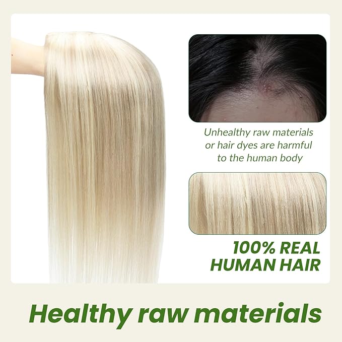 HAIR Toppers for Women Real Human Hair High Density Caramel Blonde Highlighted Blonde 12 inch 55 grams 6x7 inch lace Silk Base Clip in Hair Pieces（#18P60 12inch）