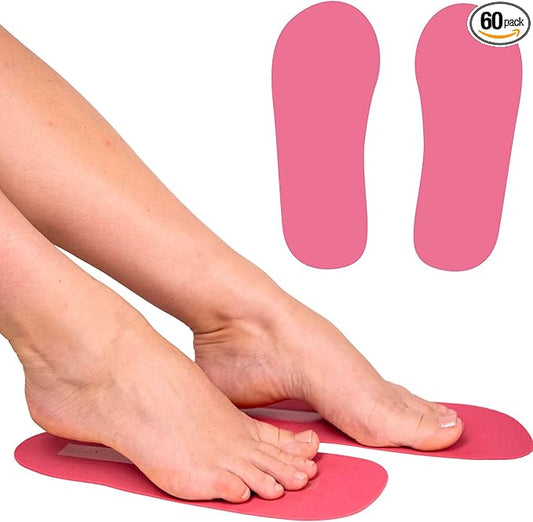 CHNELSS 60Pairs Professional Spray Tan Feet Pads - Disposable Foam Feet Protectors for Tanning Salon Hygienic & Comfortable Feet for Spray Tanning - Spray Tan Foot Covers for Tanning Tent(Pink)