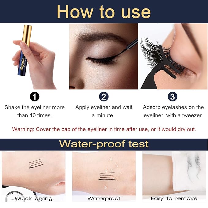 SevenCrown Magnetic Lashes Natural Looking Kit - 10 Pairs Reusable Magnetic Eyelash Kit with Applicator, Easy to Apply
