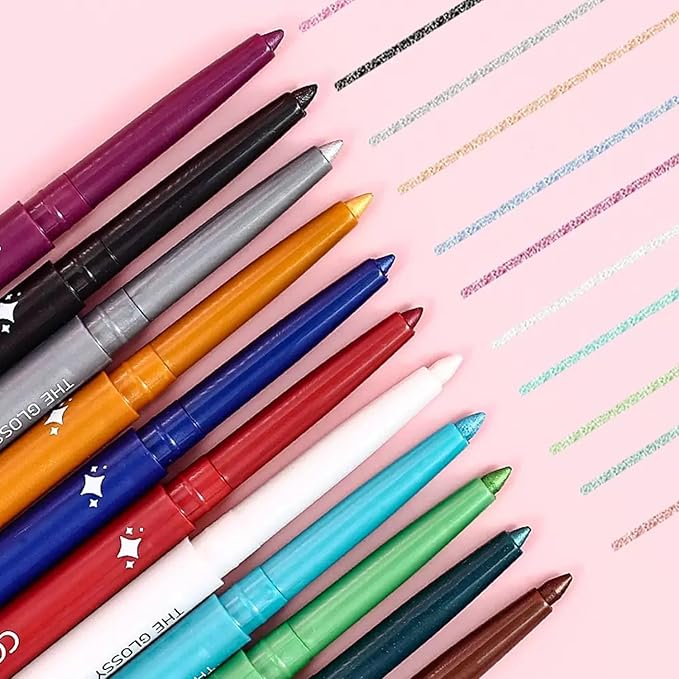 Dark Brown Bronze Eyeliner Waterproof Brown Eyeliner Pencil Retractable brown gel eyeliner Smudge-proof Long Lasting Hypoallergenic (09# dark brown shimmer)
