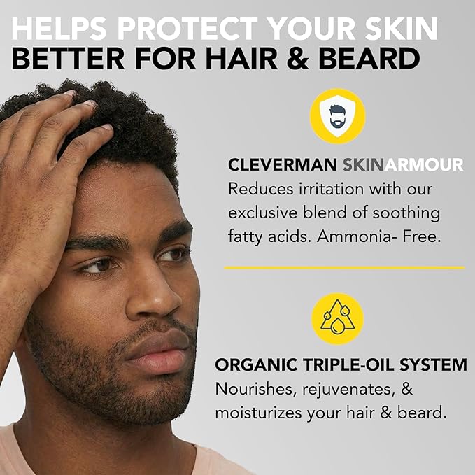2X Reusable Hair & Beard Dye for Black Men – Dark Brown | Up to 10 Uses, 7 Minutes | Natural Gray Coverage, No-Drip Cream with SkinArmour® – Cleverman