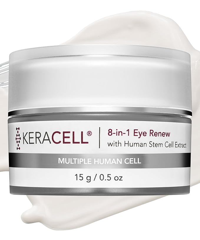 Keracell Eye Cream Anti Aging Solution – 8-in-1 Renew Cream with MHCsc Technology – Under Eye Cream for Dark Circles - Reduces Puffiness, Fine Lines, Wrinkles – With Peptides & Cucumber - 0.5 oz