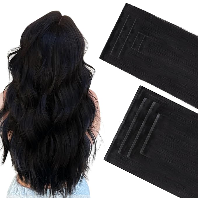 GOO GOO Invisi Edge Clip in Hair Extensions Set, 16inch 160g, 5pcs Injected Seamless PU Clip ins and 4pcs Classical PU Clip inslip ins, Virgin Real Human Hair, #1