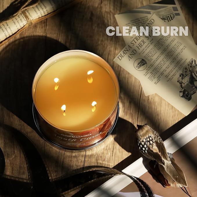 4EVER Scented Candles | 4-Wick 18oz Soy Wax Candle | Up to 50Hrs Clean Burn | Aromatherapy Candles for Home Scented | Gifts for Women & Mom, Amalfi Citrus