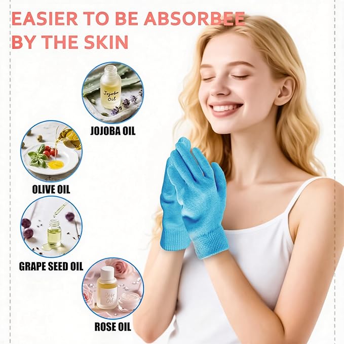 Moisturizing Gloves and Socks, Gel Spa Moisturizing Therapy Sock ＆ Glove, Overnight Gloves for Dry Hands, Repair and Soften Aging, Hand and Feet Care for Chapped and Dry Skin