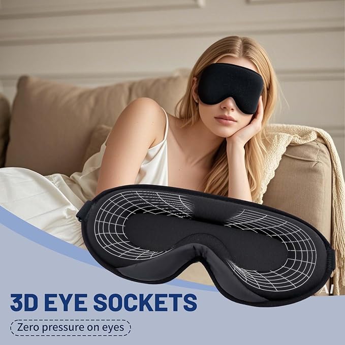 Eye Masks for Sleep, Sleep Masks, Sleep of 3D Light Blocking Blindfold, 3D Contoured Cup Sleeping Mask, Lash Extensions 3D Sleeping Mask, Travel Essentials for Flying, Eye Covers for Sleeping