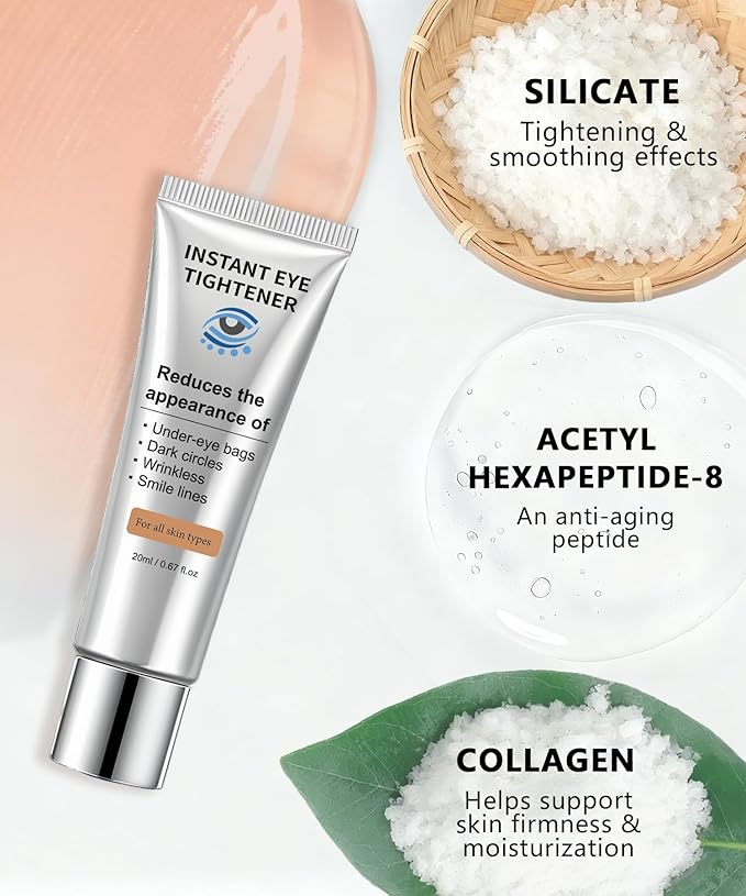 Instant Under Eye Lift Serum - Anti-Aging Formula for Under Bags and Wrinkles, Temporary Eye Tightener Cream Firming Primer Visibly Improves Dark Circles, Fine Lines & Crow's Feet, 1 PC, 0.7 Fl.Oz