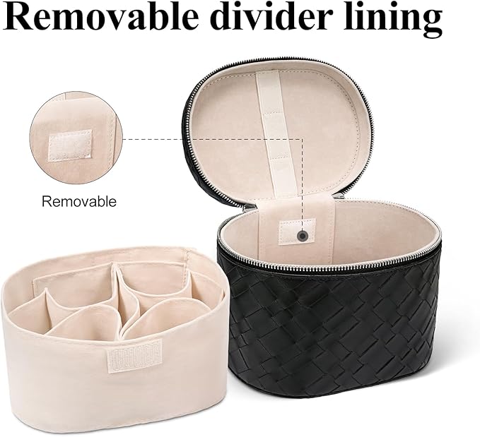 honitty Makeup Bag, Travel Make up Case with Compartments and Handle, Portable Cosmetic Organizer Bags,Toiletry Bag for Women