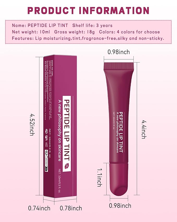 Tinted Lip Balm-1Pcs Raspberry Peptide Hydrating Lip T