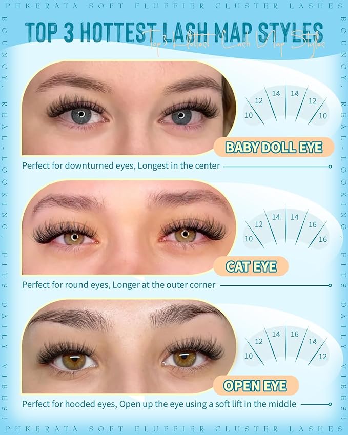 Lash Clusters Kit Natural Eyelash Clusters Wispy Lash Extension Kit 180Pcs Cluster Eyelash Extensions Kit 10-16mm C Curly Individual Lashes Soft with Lash Bond and Seal, Lash Tweezers