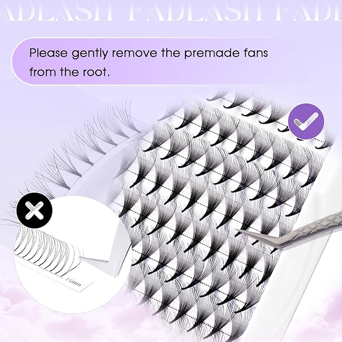 FADLASH Premade Lash Fans C Curl Premade Fans Eyelash Extensions 16D 0.07 Volume Lash Fans Premade Handmade Premade Lash Extensions Fans (16D-0.07C-8-14mm)