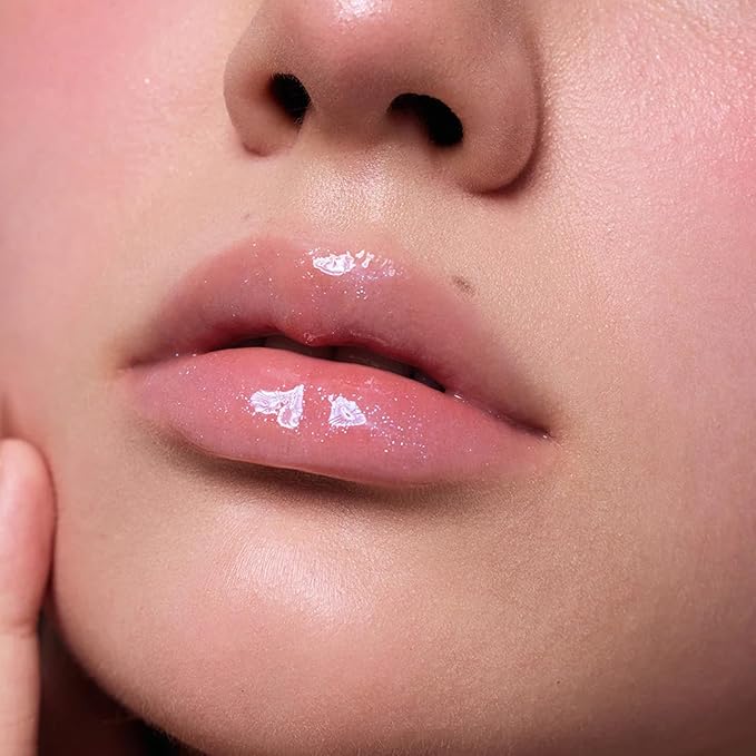 Flower Knows Shell's Jewel Nourishing Lip Glaze,Shimmery Clear Lip Gloss with Hyaluronic,Moisturizing Plumping Oil,Non-Sticky,0.16 Fl.Oz(P06 Lunar Jelly)
