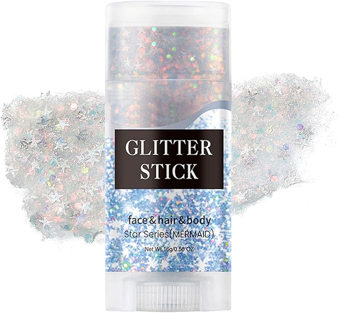 Face Body Glitter Stick,Holographic Sparkle Waterproof Hair Glitter Stick for Kids and Women for Party Singer Concert Rave Festival.(Mermaid)