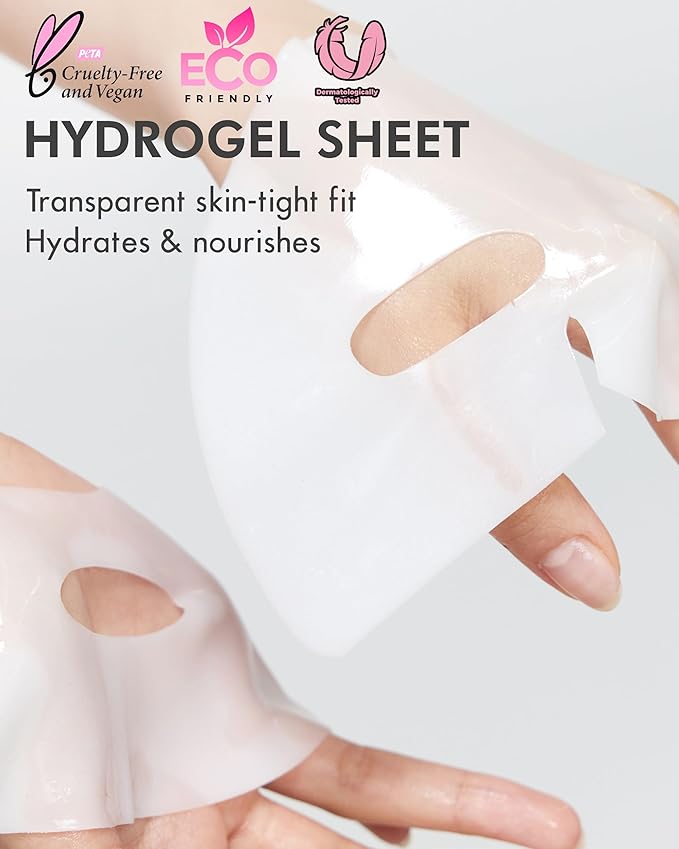 DERMAL Collagen Hydrogel Melting Mask (4 Pack) - Korean Overnight Face Mask for Glassy Skin & Pore Care - Deep Hydration Jelly Gel Sheet with 300Da Low Molecular Collagen - K-Skincare Ritual