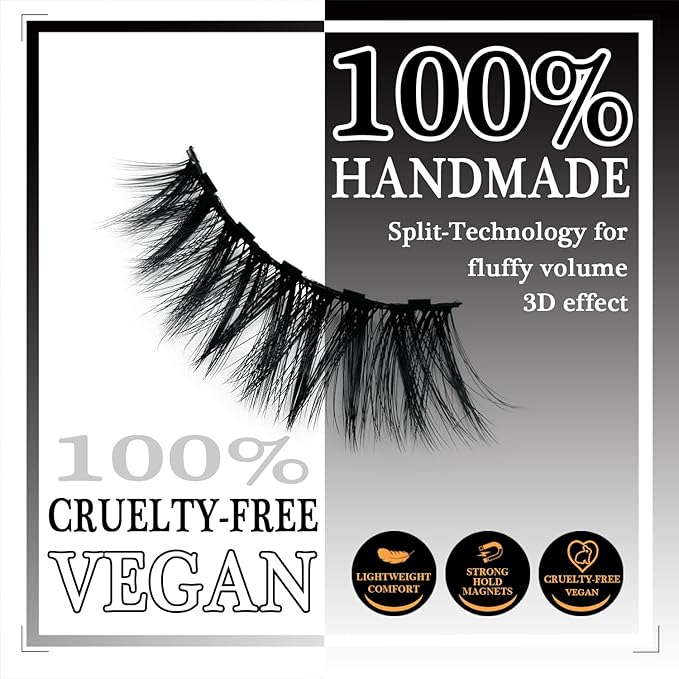 Magnetic Eyelashes with Eyeliner - Magnetic Lashes Natural Looking, with Applicator,Reusable 60 Wears Faux Mink Lashes Cruelty-Free & Vegan