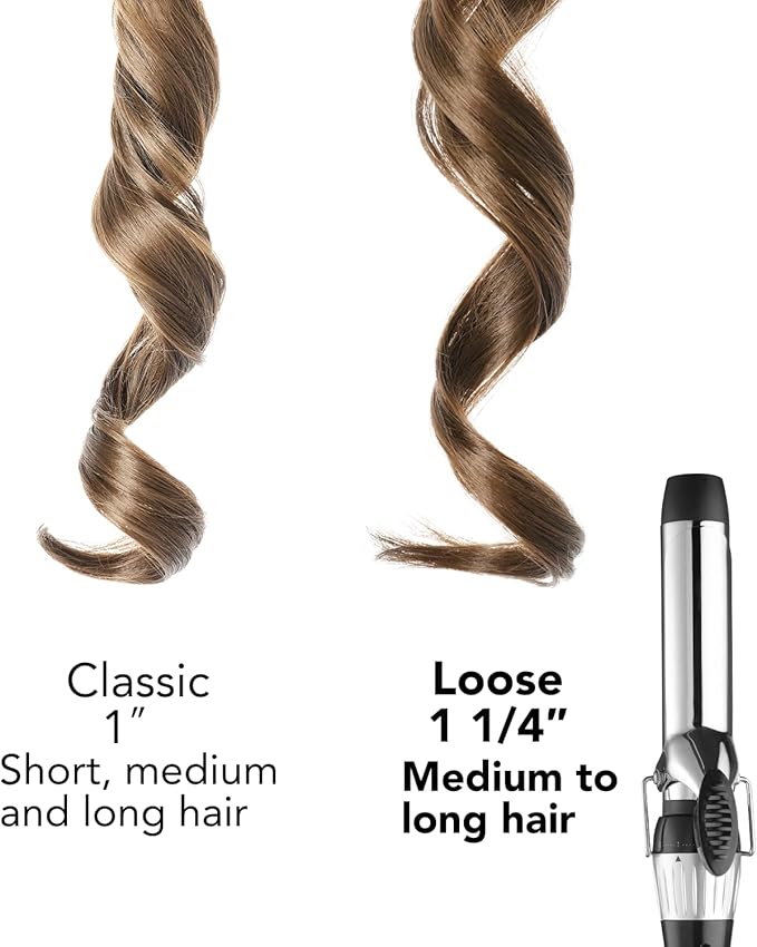 1.25 Inch Curling Iron for All Hair Types, Nickel Alloy Barrel Hair Curler with Adjustable Temperature up to 400℉, Dual Voltage Curling Wand for Travel, Long-Lasting Curls, Black