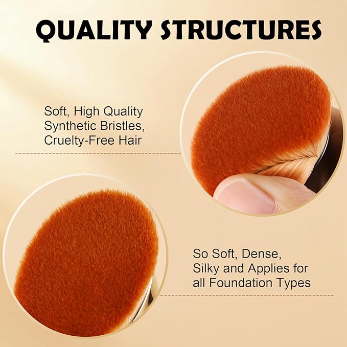Flat Top Kabuki Foundation Brush,Professional Makeup Brush for Liquid Foundation,Make up Blending Brush for Liquid, Cream, and Powder(Gold)