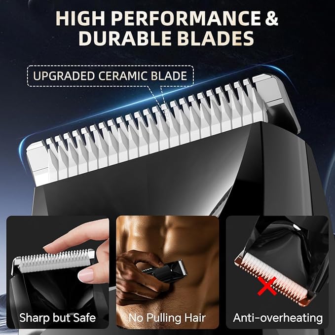 Hair Clippers for Men, Cordless Clippers for Hair Cutting with Type-C Fast Charging, Clippers and Trimmers Set for Hair Cutting, Beard Trimmer, Rechargeable Electric Shaver, Gifts for Men