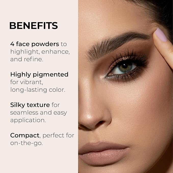 LUMINESS Face Time All In One Makeup Kit - Includes Face Palette, Airbrush Foundation, and Makeup Brush - Long-Wearing, Silky, Soft, Easy to Blend, 3-PC Make Up Set (13 - Deep)