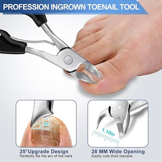 Toenail Clippers for Seniors Thick Toenails, Large Toe Nail Clippers for Men for Thick Nails, Heavy Duty Ingrown Toenail Clippers with Wide Jaw, 360°Rotating Nail Clippers with Long Hande