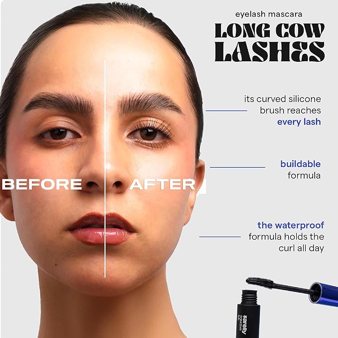 SARELLY Cow Lashes Mascara | Waterproof | Volumizing & Lengthening | Lash-Conditioning | Vegan & Cruelty-Free