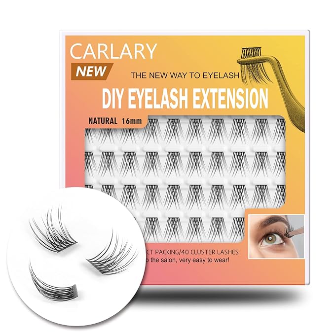 Lash Clusters, DIY Eyelash Extension, Reusable Individual Lashes, Natural Fluffy Wispy Individual Eyelash Clusters for Home Eyelash Extensions (Natural-16mm)…