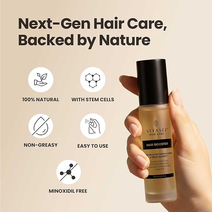 Vitasei Hair Booster 2 Fl Oz (2 Pack) – Revitalizing Serum with Capilia Longa, Wild Olive Stem Cells & Arginine – Peptide-Enriched Hair Tonic Supports Thicker, Stronger Hair – For Women & Men