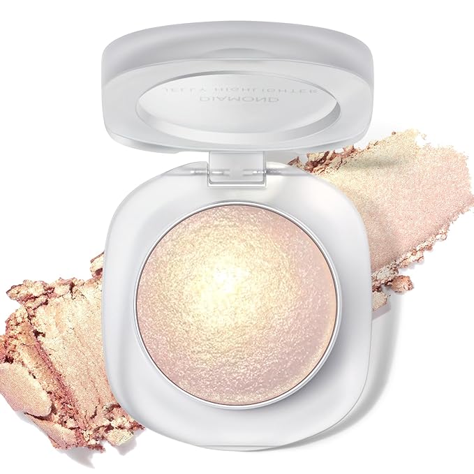 Holographic Duochrome Gold Silver Eyeshadow&Highlighter Palette Makeup, Color Shift Glitter Iridescent Cream Highlighter, Smooth Long Lasting Sparkling Facial Illuminator Palette Makeup #03