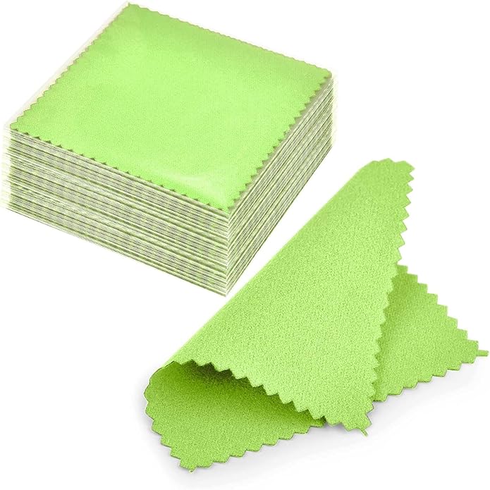 SEVENWELL 50pcs Jewelry Cleaning Cloth Pink Polishing Cloth for Sterling Silver Gold Platinum Small Polish Cloth 8x8cm