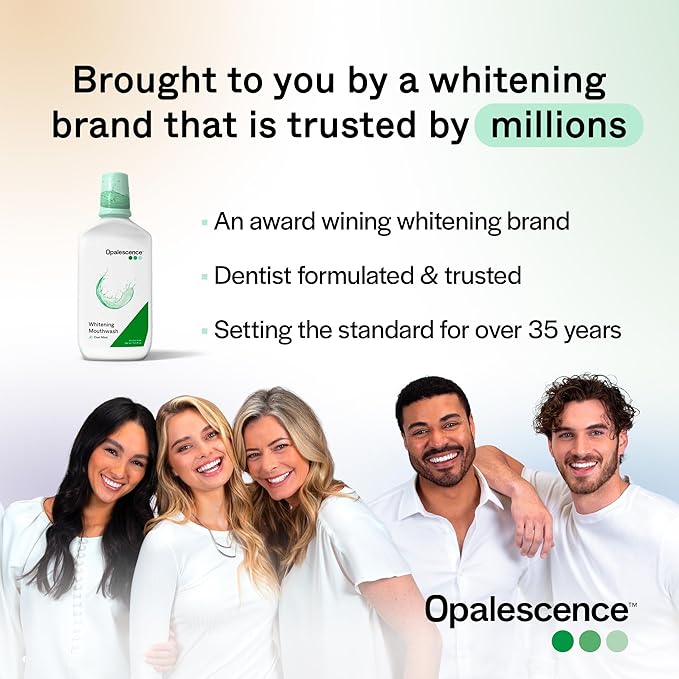 Opalescence Whitening Mouthwash – Teeth Whitening and Fresh Breath Mouthwash for Adults – Hydrogen Peroxide Formula, Alcohol-Free, Cool Mint Flavor (2 Bottles) 15.5 Fl Oz – Made by Ultradent 5447-2T