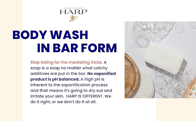 HARP® Anti-Aging Body Wash Bar with Retinol – pH Balanced Syndet Cleanser, Fragrance Free, Soap-Free & No Lye, Non-Comedogenic, With Niacinamide, Hyaluronic Acid & Vitamin E, 3-5oz Bars.