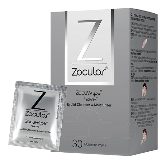 Zocular ZocuWipe Eyelid Cleansing Wipes with Natural Okra Complex – Gentle Daily Eyelid Cleanser & Moisturizing Pads – Makeup Remover & Eye Hygiene Wipes – 30 Count