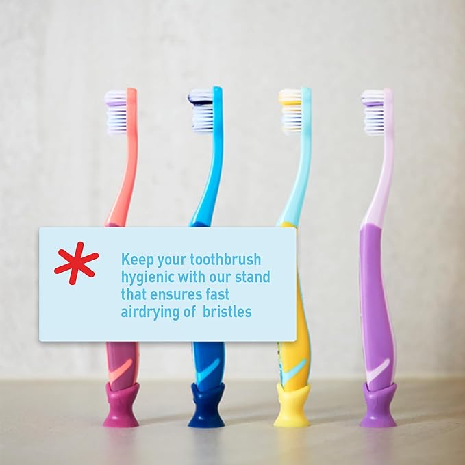 Jordan* ® | Step 3 Toothbrush for Children | Toothbrush for Ages 6 to 9 Years | Soft Bristles, Double Ergonomic Handle & BPA-Free | Blue & Green | Pack of 4