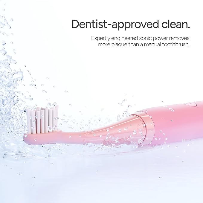 ORDO Lite Sonic Toothbrush, Electric Toothbrushes with 35,000 Pulses Per Min, Dual Modes, Over 5 Weeks Battery, Smart Timer, Waterproof, USB C, Petal