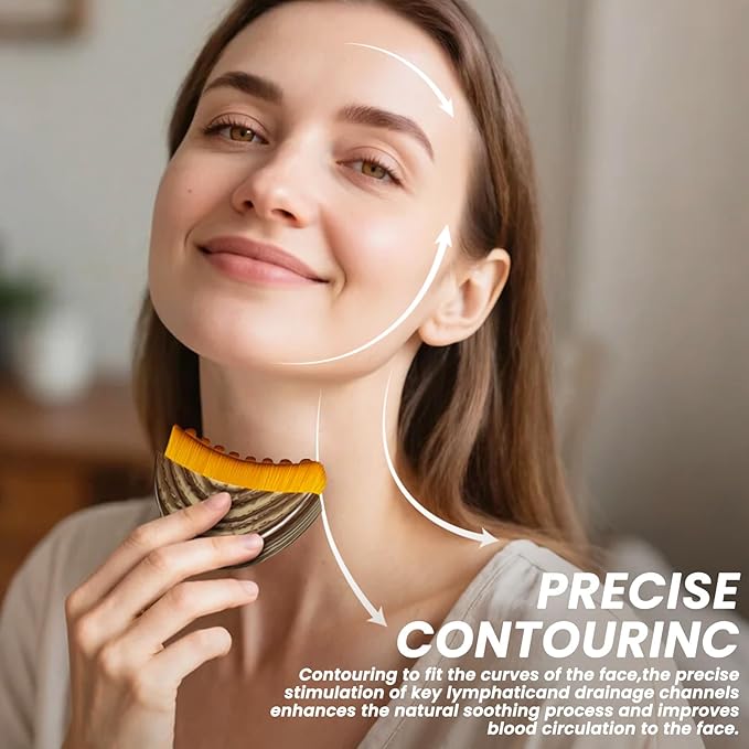 Demarzily Lymphatic Contour Face Brush,Dry Lymphatic Drainage Massager,Soft Dry Brushing Beauty Tool for Jawline, Chin & Facial Sculpting Designed to Fit The Skin Precisely and Relieve Fatigue (1PC)