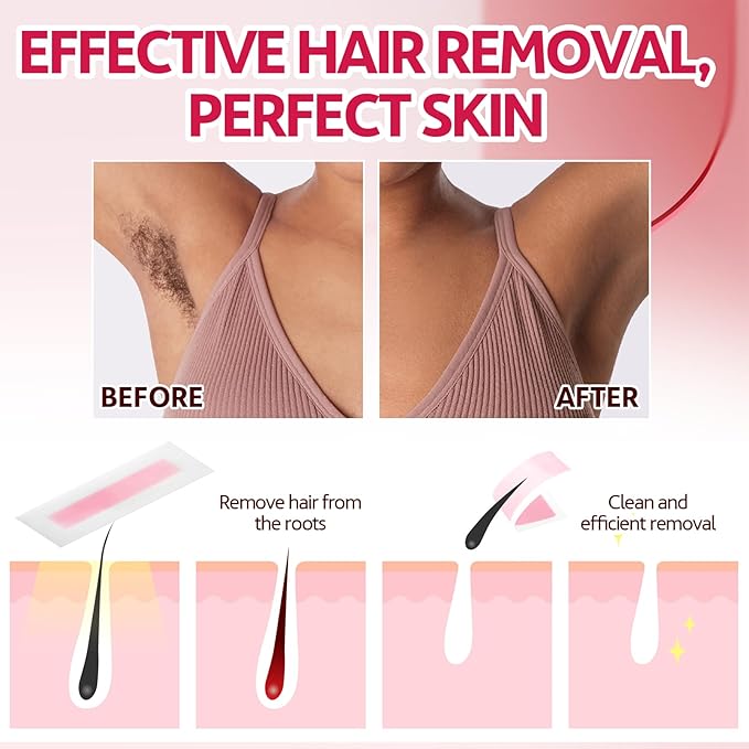 Wax Strips for Hair Removal, Wax Strips, Waxing Kit For Women Face, Body, Arms, Legs, Chest, Back, Bikini Wax Strips, Waxing Hair，Removeal Kit with 80PCS + 4 Calming Oil Wipes