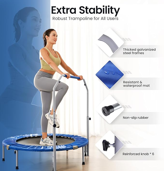 BCAN 40/48" Foldable Mini Trampoline Max Load 330lbs/440lbs