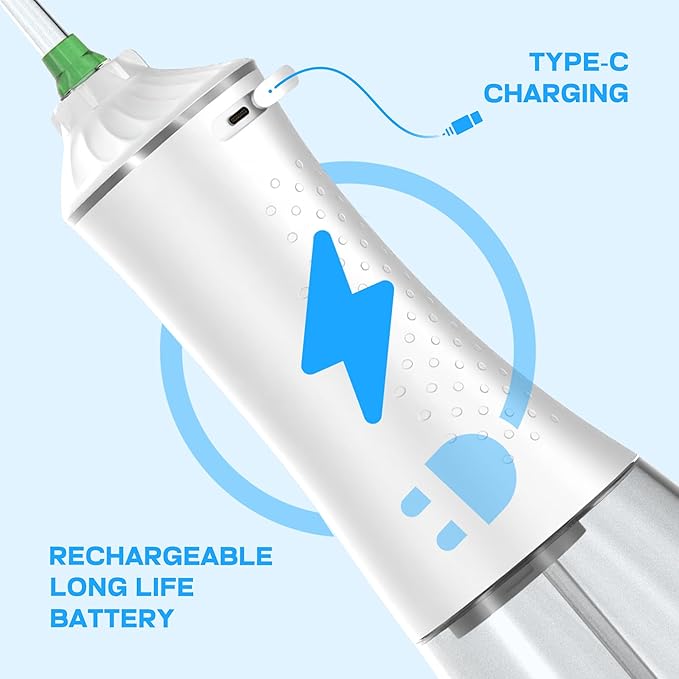 TBPO Water Dental Flosser Cordless, Portable Oral Irrigator with 5 Modes, 300ML Tank, Rechargeable, IPX7 Waterproof, Travel & Home Teeth Cleaner for Braces and Gums
