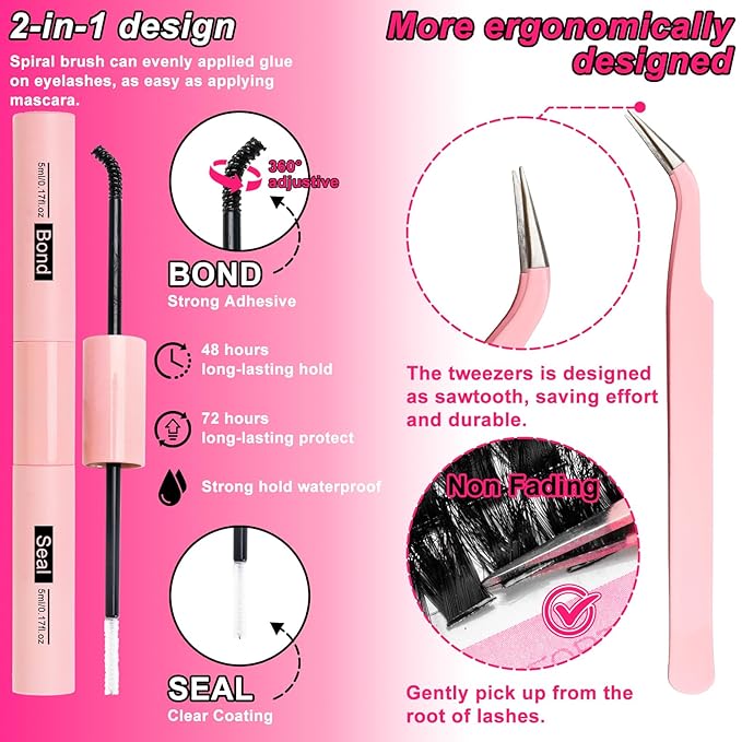 MilyBest Lash Clusters Kit 100D 150D Fluff Cluster Eyelash Extensions 10-18mm Individual Lashes Clusters D Curl Lash Extension Kit, Waterproof Thick Volume Eyelash Clusters with Bond & Seal, Tweezers