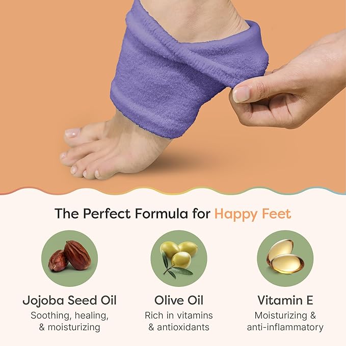 ZenToes Moisturizing Socks for Cracked Heel Treatment, Vitamin E, Olive Oil and Jojoba Oil Infused Heel Socks, Galentines Day Gifts, Self Care Gifts for Women (Fuzzy Lilac Purple, Regular)