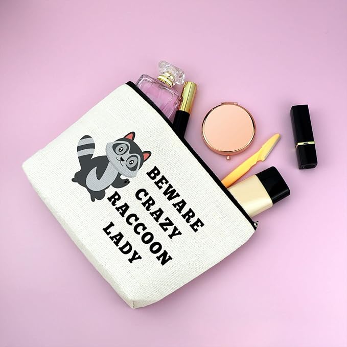Mxrymvu Raccoon Gifts: Makeup Bag & Travel Cosmetic Bag for Women & Girls - Funny Raccoon Themed Gifts for Animal Lovers