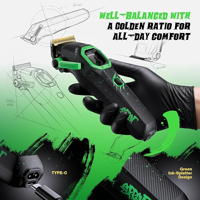 SUPRENT Fangs Professional Barber Clippers - High-Performance 13,000 RPM Vector Motor Hair Clipper Barber Trimmer Set, Professional Haircutting Kit with AI Speed Control, Patented U-Teeth Blade