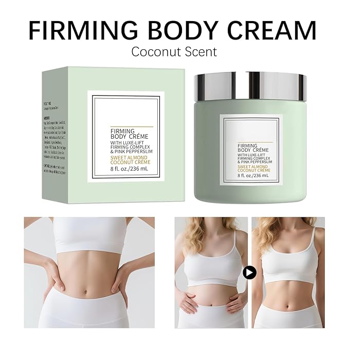 New Champagne Moisturizing Firming Body Creme for Hydrating, Skin Moisturizer Tightens, Hydrates Dry Skin on Arms, Legs, Belly & Neck - Day and Night - Green, 1 Pack (Coconut, 8 Fl Oz/236 ML)