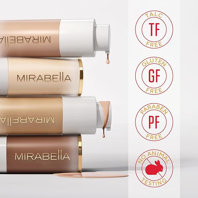 MIRABELLA - Invincible for All HD Liquid Foundation, Moisturizing Face Products for All Skin Types, Full-Coverage Lightweight Foundation Makeup, Moisturizing & Hydrating Beauty Care, Light L100