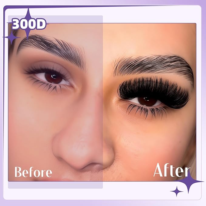 B&Qaugen Lash Clusters 300D Individual Lashes Eyelash Clusters Supersoft D Curl False Eyelashes 10-18 Mixed Eyelash Extension Wispy Volume Cluster Lashes DIY at Home(300D-10-18mm)