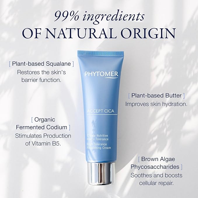 Phytomer Accept Cica High Tolerance Nourishing Face Cream | Soothing Moisturizer for Sensitive Skin to Repair & Rebuild Skin Barrier | With Vitamin B5 & Squalane | 50ml
