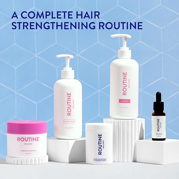 Routine Wellness Anti-Thinning Shampoo for Thinning Hair - Biotin DHT Blocker Women & Men - Color Safe Shampoo for Hair Loss & Healthy Hair - Lavender & Cedar - 14oz