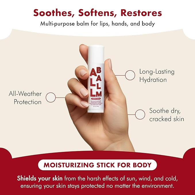 Zizia Cherry Multi All Balm Stick – Moisturizing and Hydrating Stick for Lips, Hands & Body – with Shea Butter, Jojoba Oil, Aloe Vera, Calendula – Beauty Moisturizer - Travel Essentials - 0.5 oz