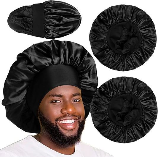 2pcs Bonnets for Men, Double Layer Hair Bonnet Satin Bonnet for Women Curly Hair Braids